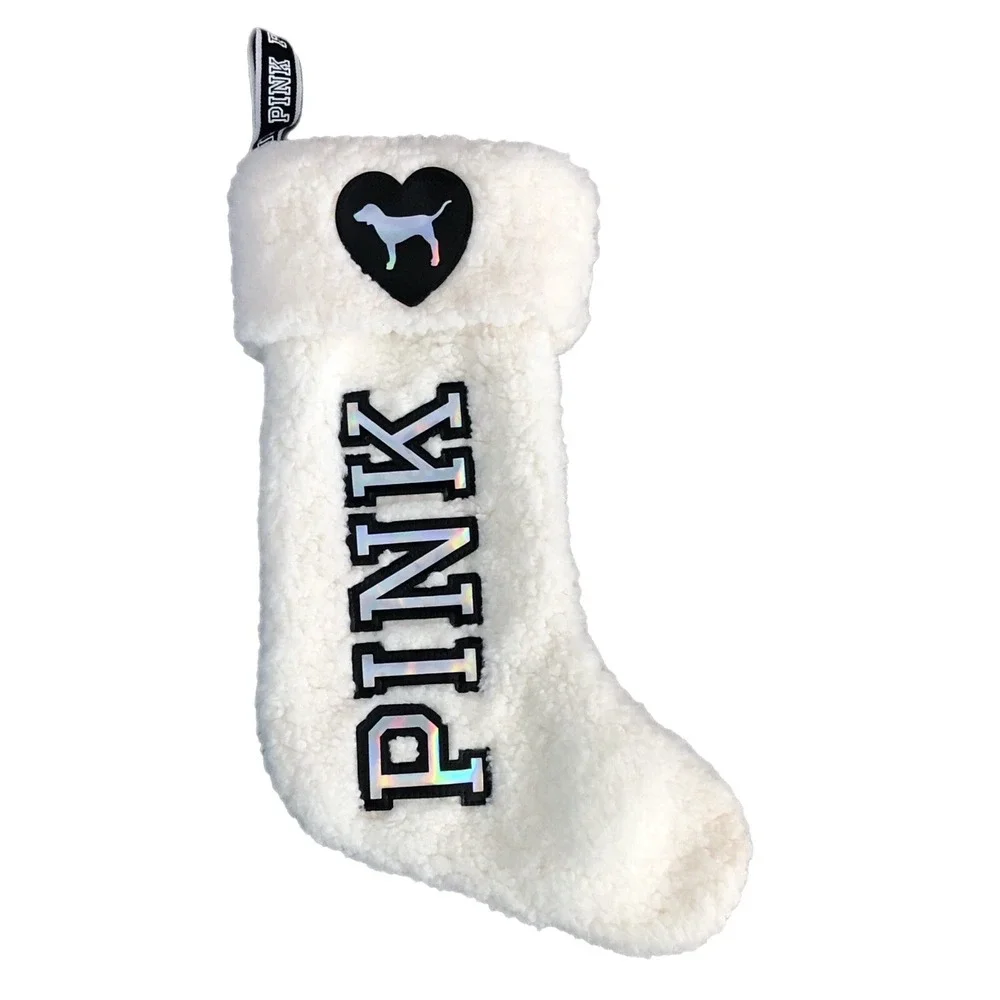 Christmas Victoria's Secret Stocking PINK Holographic Logo White
